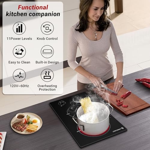 AMZCHEF 12Inch 2 Burner Electric Cooktop