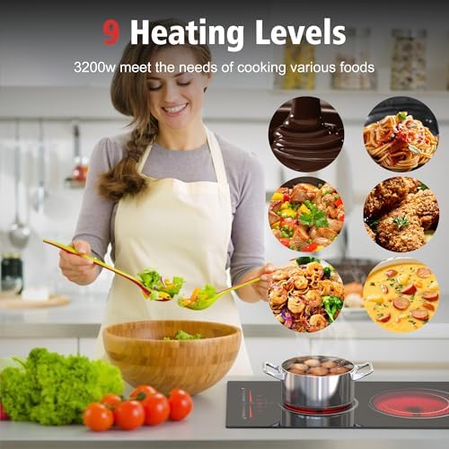 12-Inch Electric Cooktop with Ceramic Surface Built-in Design