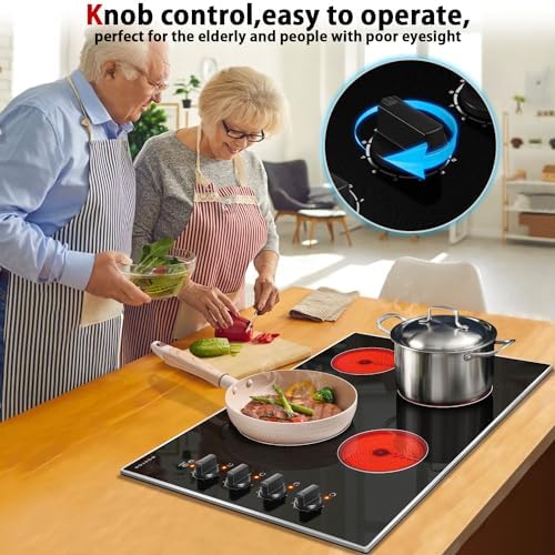 30-inch Built-in Electric Cooktop with Glass Protection - 4-Burner Knob Control