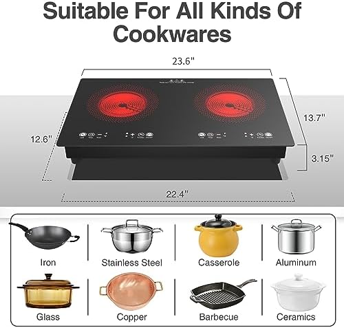 2-Burner Electric Cooktop with Timer and Safety Features