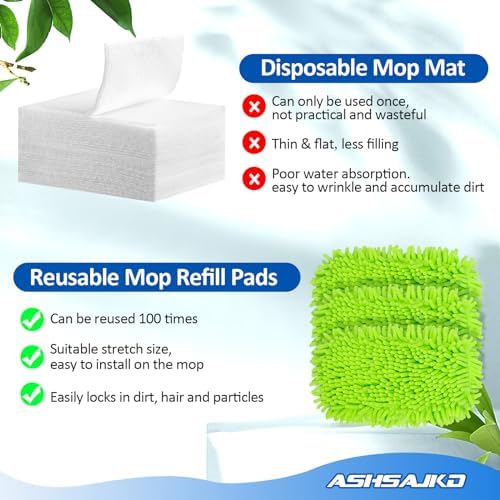 Reusable Mop Pad Refill 8-Pack Swiffer Compatible Microfiber Chenille