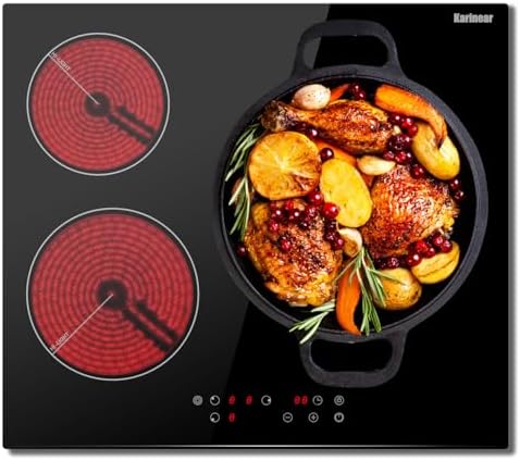 3-Burner Electric Cooktop 24 Built-In Ceramic Glass for Perfect Cooking