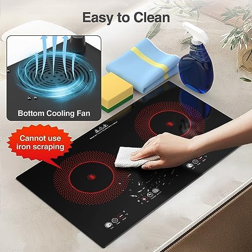 2-Burner Electric Cooktop with Timer and Safety Features