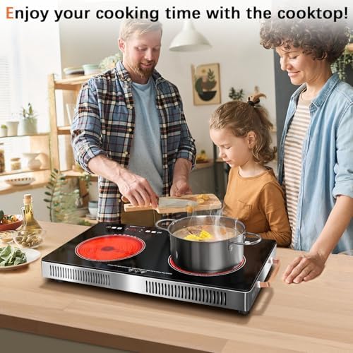 2-Burner Electric Cooktop 2000W Power 24 Inch Safe Portable Timer Included