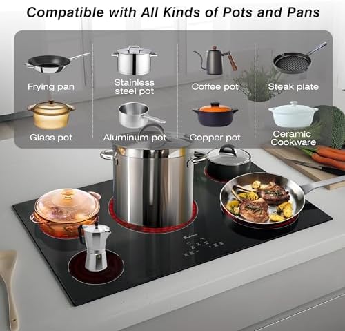 SingleHomie 5-Burner Built-In Electric Cooktop with Sensor Touch Control