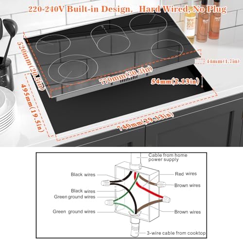 Karinear 8400W 5-Burner Electric Cooktop 30