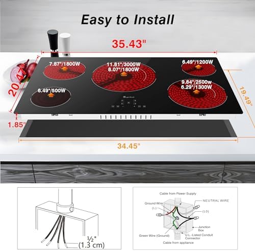 SingleHomie 5-Burner Built-In Electric Cooktop with Sensor Touch Control