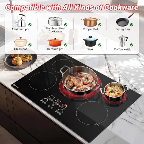 AMZCHEF 30 Inch 5-Burner Touch Cooktop for Sale