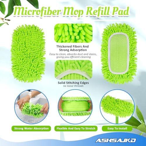 Reusable Mop Pad Refill 8-Pack Swiffer Compatible Microfiber Chenille