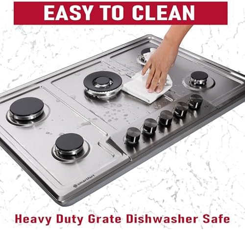 5-Burner Gas Cooktop High Power Dual Fuel with Thermocouple Protection