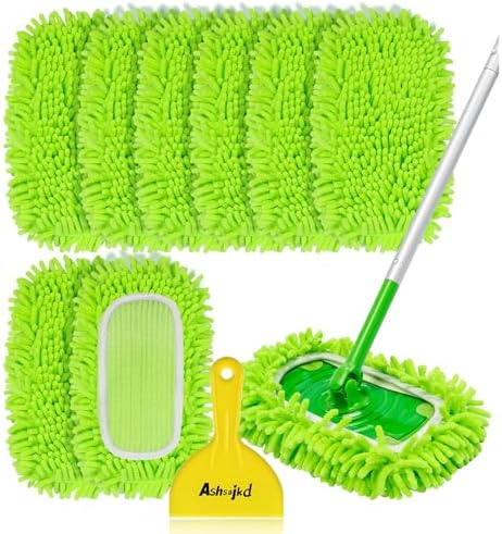Reusable Mop Pad Refill 8-Pack Swiffer Compatible Microfiber Chenille