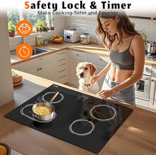30-Inch 6400W Electric Cooktop with Timer Safety Features