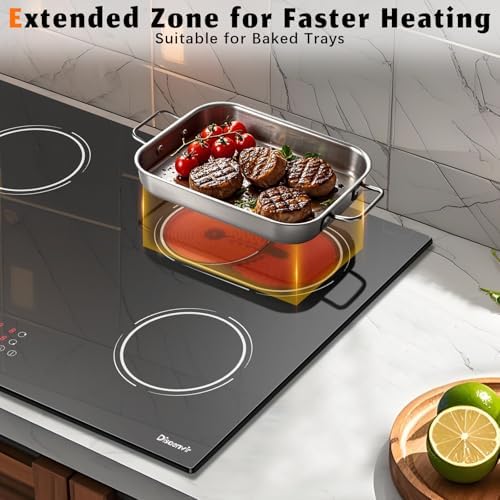30-Inch 6400W Electric Cooktop with Timer Safety Features