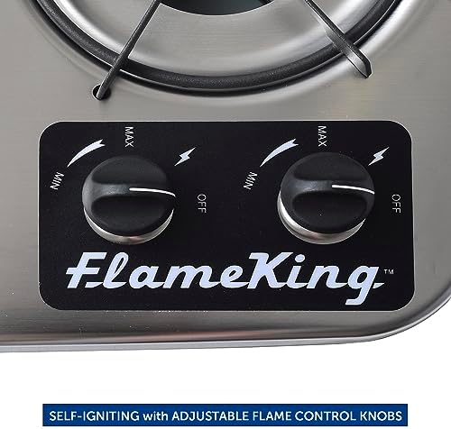 Flame King YSNHT600 Pro 2-Burner LP Cooktop Self-Igniting Compact Design