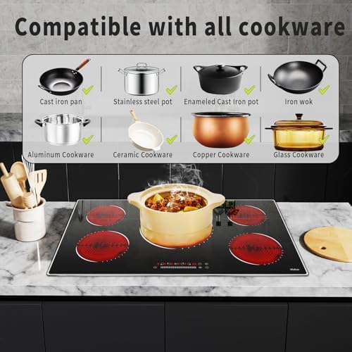 36 Inch Electric Cooktop 5 Burner Safety Cook Top