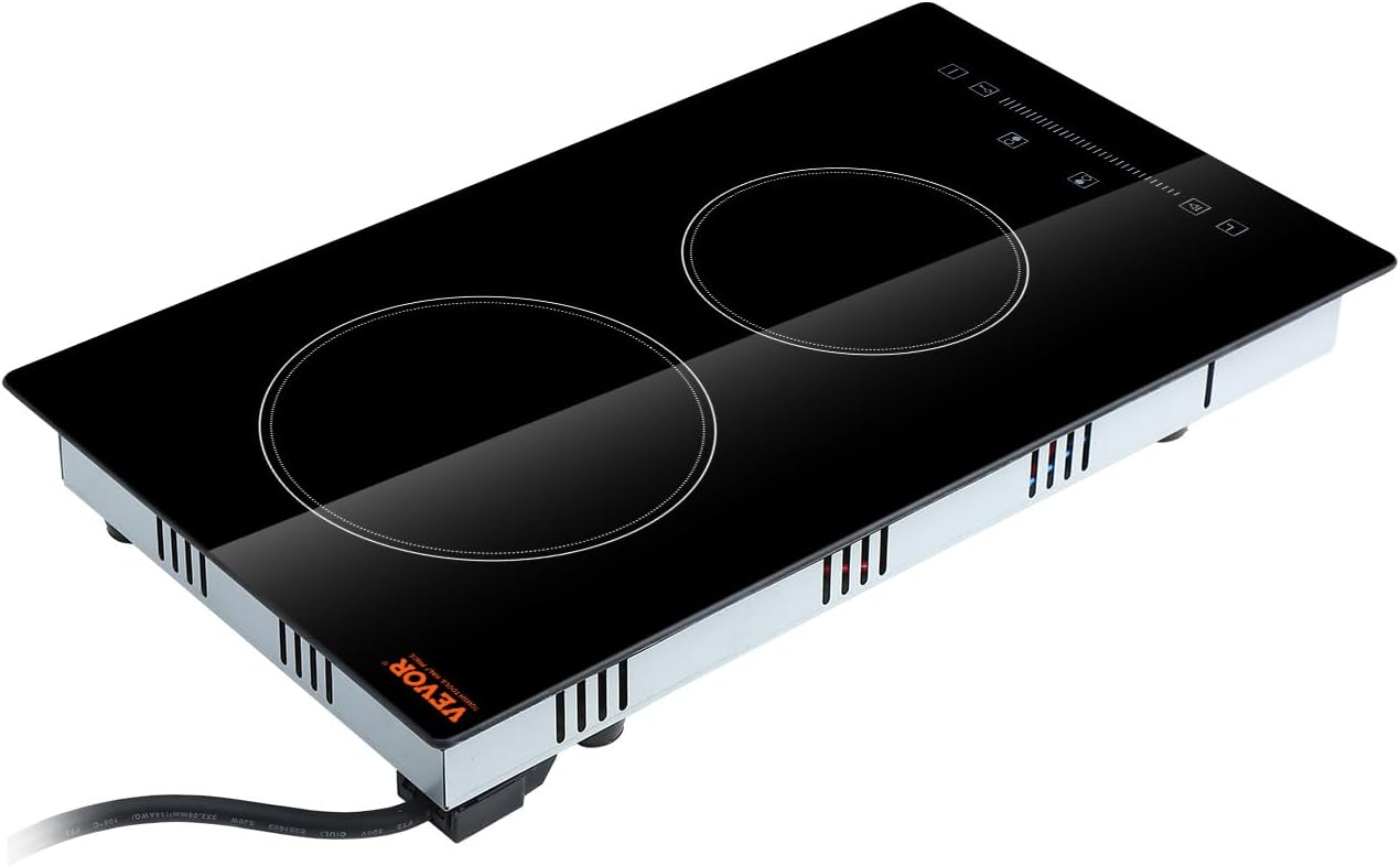 VEVOR 12-inch Glass Electric Cooktop Built-In with Timer Kids Safety Lock