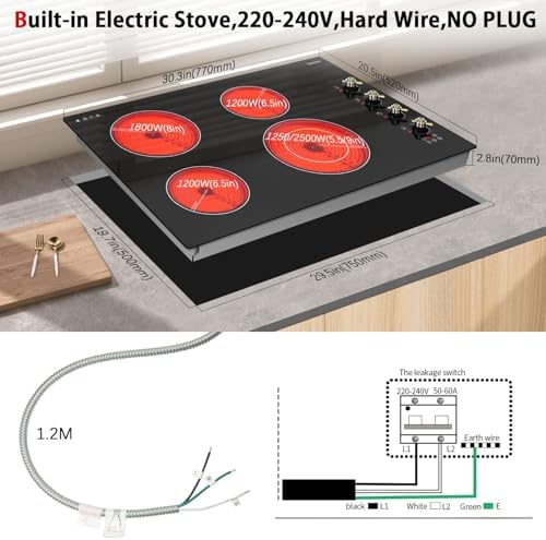 KarinAR Built-In Electric Cooktop 30-inch with Touch Knob Controls