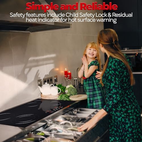 Ramblewood 4-Burner 30 Electric Cooktop 7200W Reliable 99 Mins Timer Secure Design