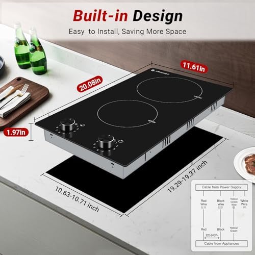AMZCHEF 12Inch 2 Burner Electric Cooktop