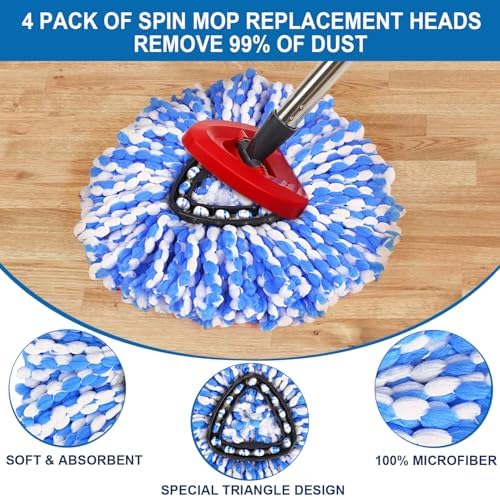 4 Pack O Cedar Mop Replacement Heads for Rinse Clean 2 System