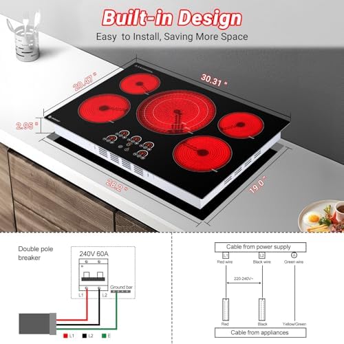 AMZCHEF 30 Inch 5-Burner Touch Cooktop for Sale