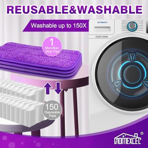 HOMEXCEL Reusable Microfiber Mop Pads for Swiffer PowerMop 8-Pack Machine Washable