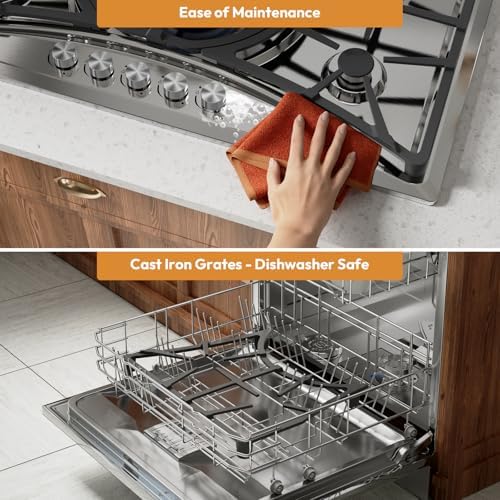36-Inch LPGNG Convertible Gas Stove with Flame Protection