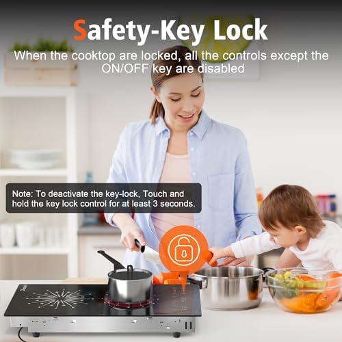 Disaenvir 12-inch electric cooktop 2-burner compact dual zones 2000W 110V