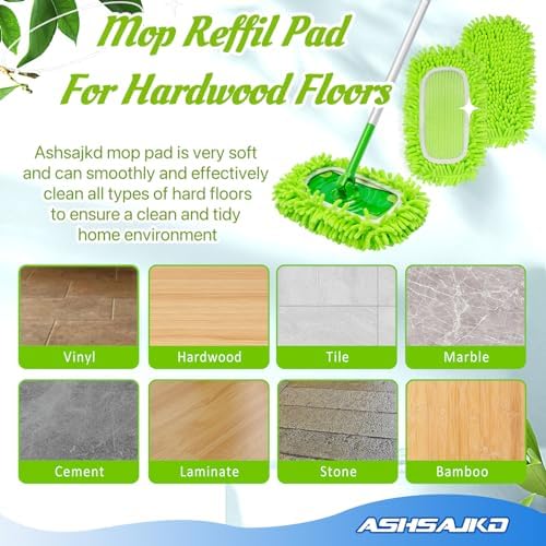 Reusable Mop Pad Refill 8-Pack Swiffer Compatible Microfiber Chenille