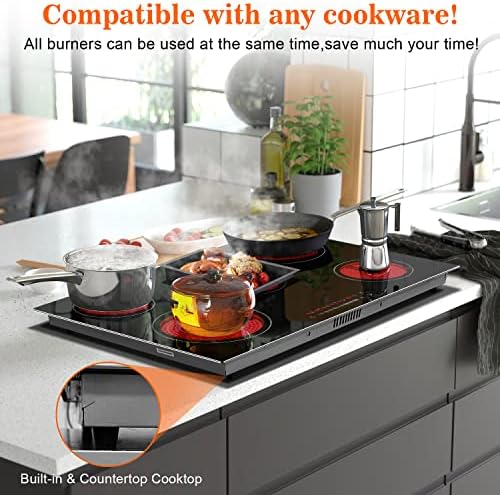 Karinear 8400W 5-Burner Electric Cooktop 30