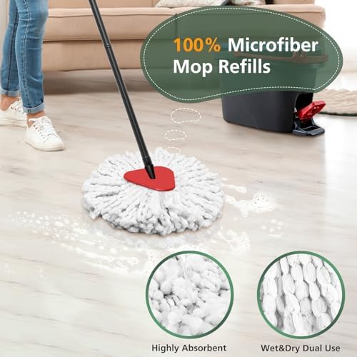 4Pack Spin Mop Replaceable Heads White - Compatible with EasyWring Spinning Mop 1-Tank