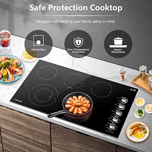5-Burner Built-In Electric Stove with Ceramic Surface 8900W