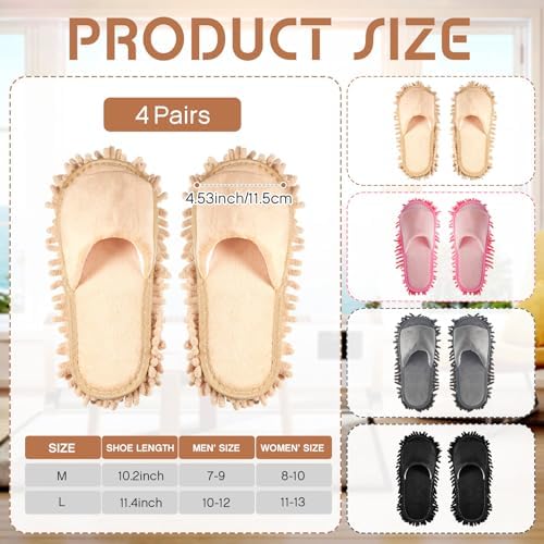Jecery 4-Pair Washable Mop Slippers