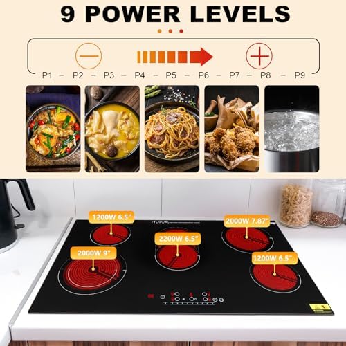 Winado 5-Burner Electric Dual Surface Cooktop with Timer Safety Lock