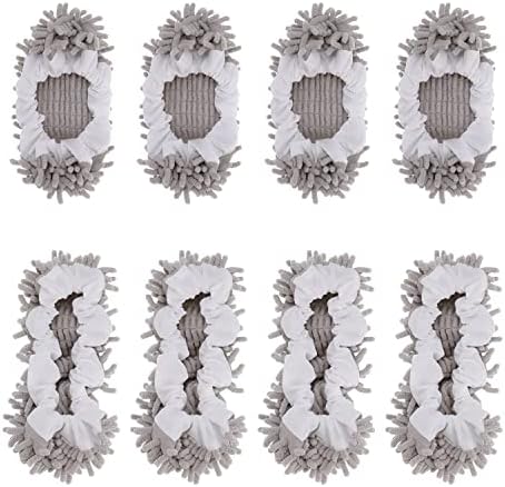 8-Piece Reusable Mop Slippers Washable Floor Cleaners Grey
