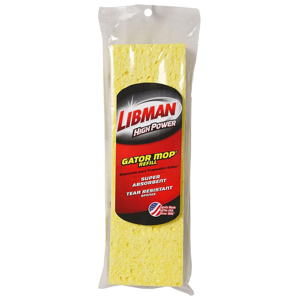 Libman Commercial 3959 Big Gator Yellow Mop with Brush RefillPack of 6