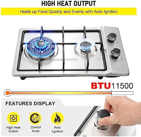 Stainless Steel 12 Gas Cooktop Dual Fuel Outdoor Use Easy to Clean