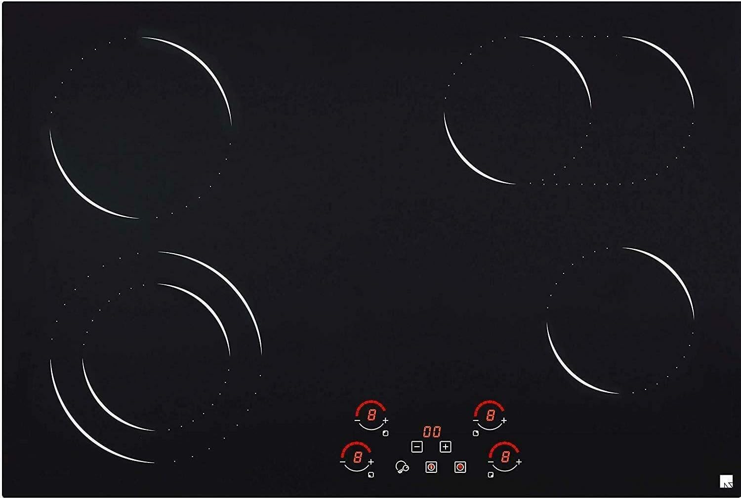 Ramblewood 4-Burner 30 Electric Cooktop 7200W Reliable 99 Mins Timer Secure Design