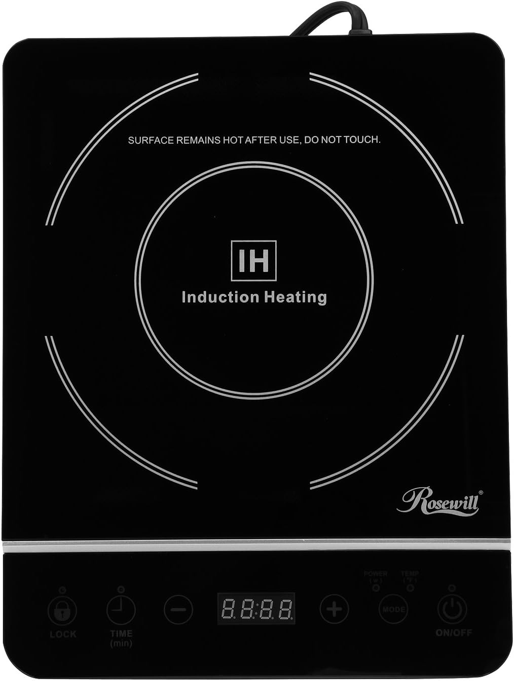 Rosewill 1800W Induction Cooktop 10-inch apt Stainless Steel Talking Monitoring Cooktop