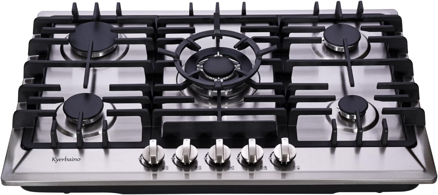 Versatile 5-Burner Stainless Steel Gas Cooktop