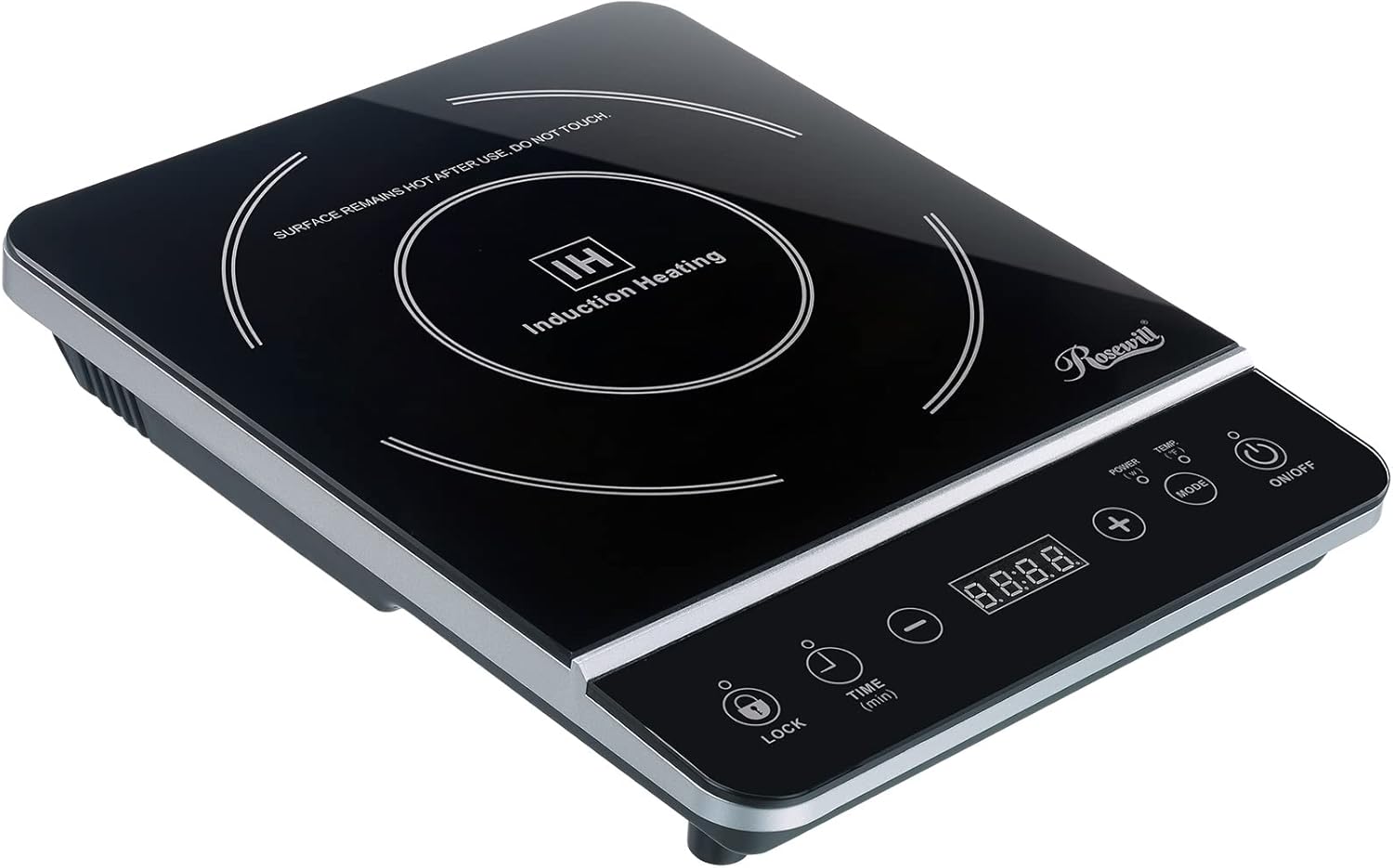 Rosewill 1800W Induction Cooktop 10-inch apt Stainless Steel Talking Monitoring Cooktop
