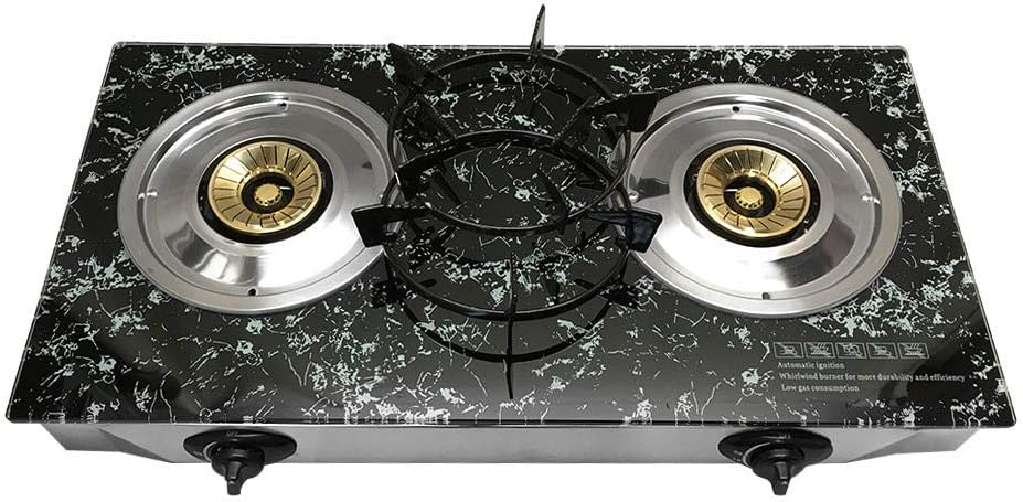 28 x 17 Propane Double Gas Burner with Marble-Styled Tempered Glass Cooktop