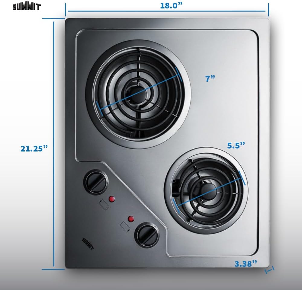 Summit 21 2-Burner Electric Cooktop