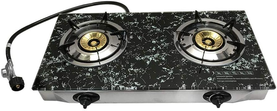 28 x 17 Propane Double Gas Burner with Marble-Styled Tempered Glass Cooktop