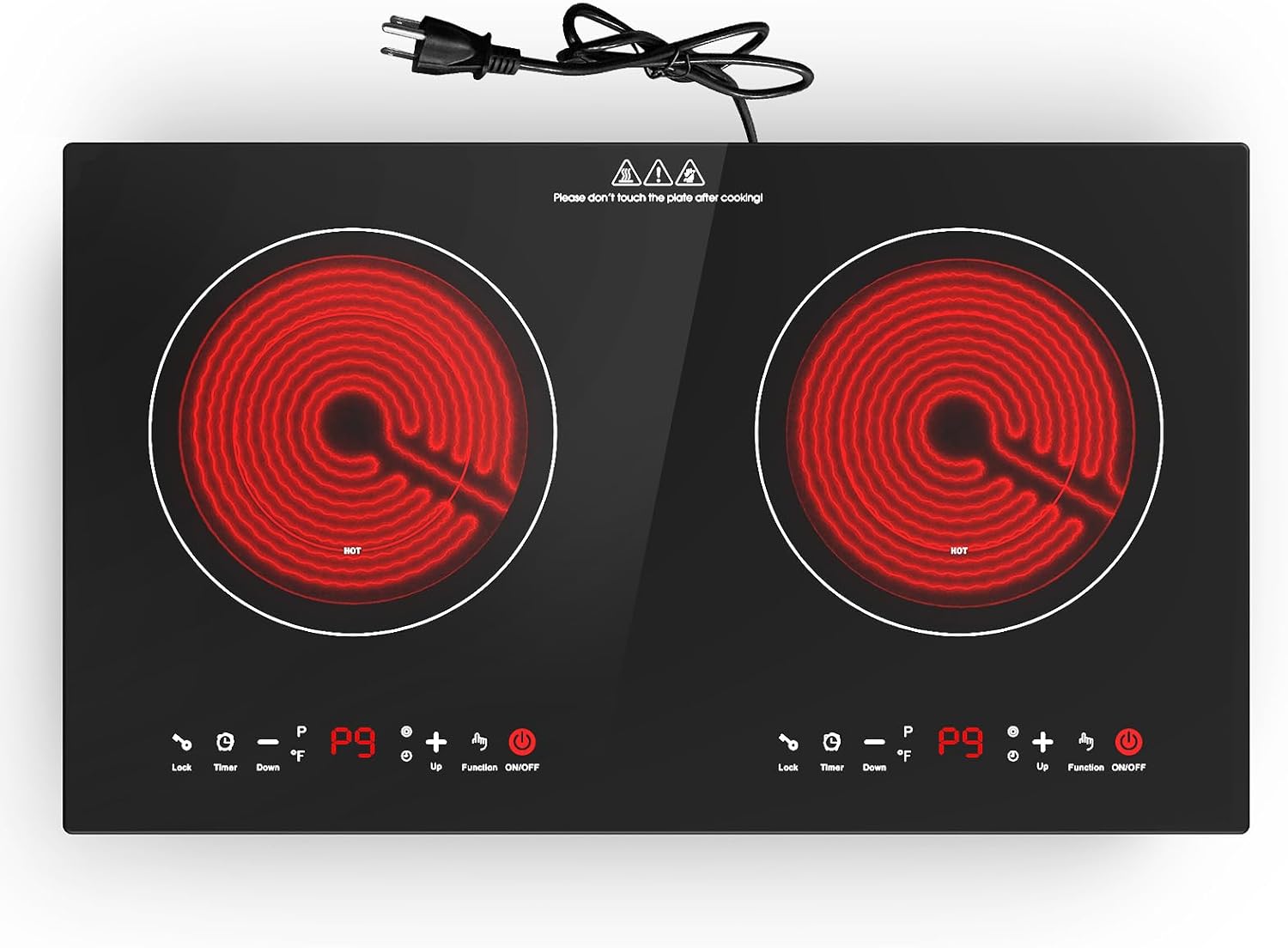 Bright Red 24-inch Electric Cooktop 2400W