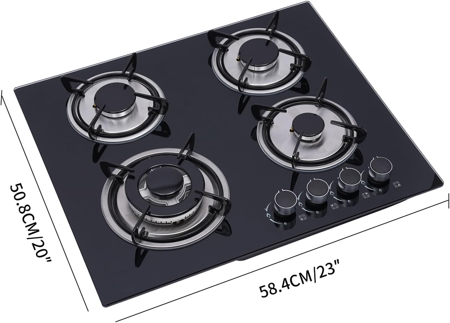 Sturdy 23-inch Gas Cooktop 4 Burners Flame-Saver Design