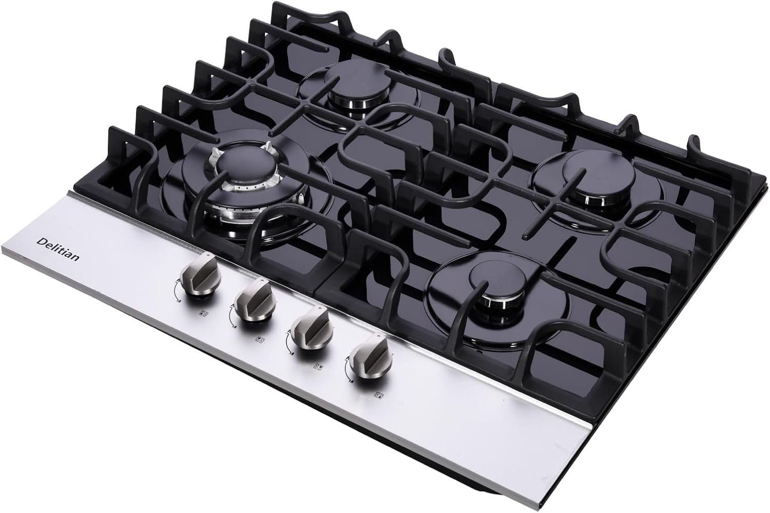 24-inch Gas Cooktop with 4 High-Power Burners Converts LPGLNG Tempered Glass