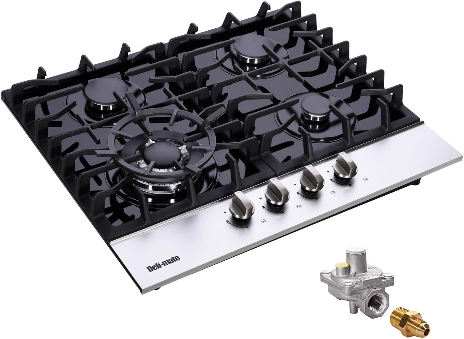 Versatile 24-Inch Dual-Fuel Built-In Gas Cooktop with Tempered Glass