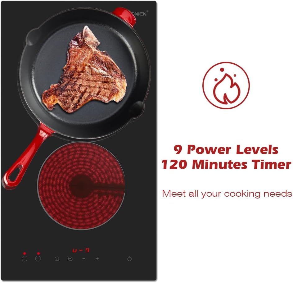 12-inch Electric Cooktop GIONIEN 3000W Touch-Controllable Effortless Cooking