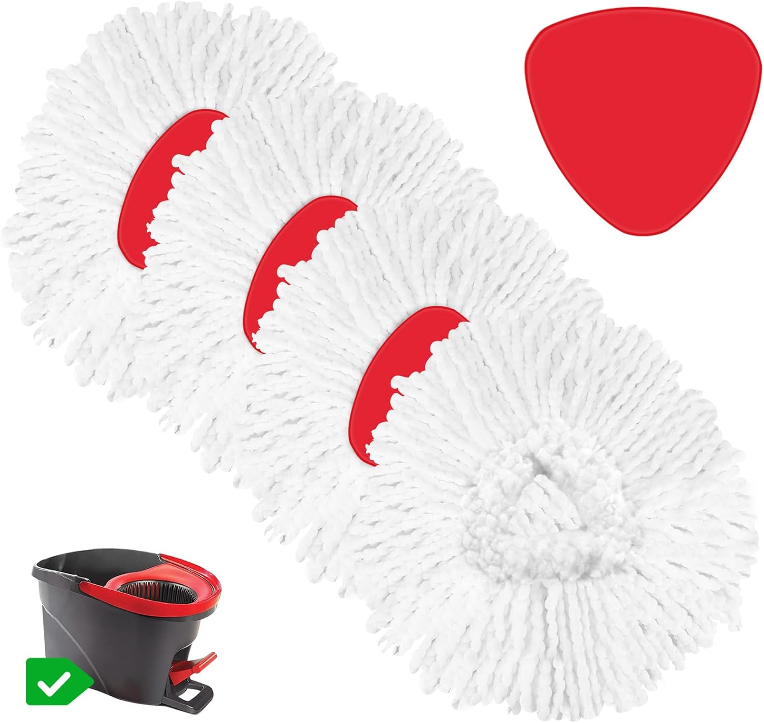 4Pack Spin Mop Replaceable Heads White - Compatible with EasyWring Spinning Mop 1-Tank